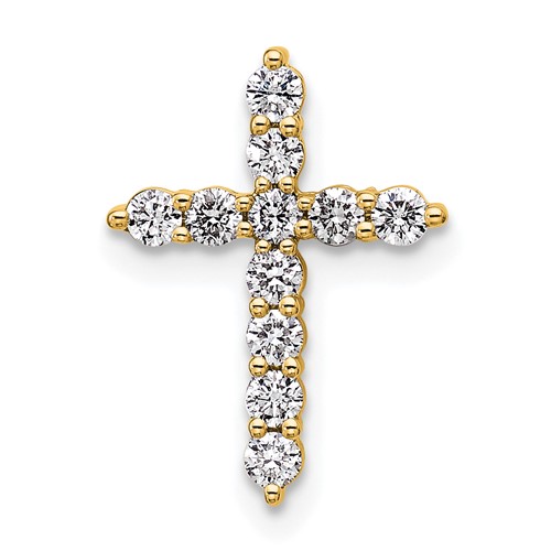 14K Yellow Gold 0.33 Carat Lab Grown Diamond VS SI+ G+ Complete Cross Chain Slide Pendant