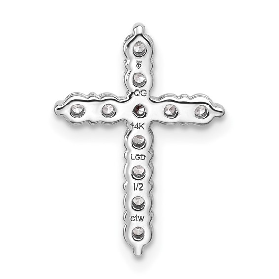 14K White Gold Certified Lab Grown Diamond VS/SI FGH Cross Pendant
