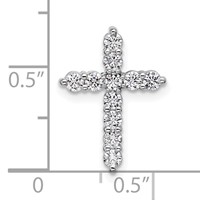 14K White Gold 0.50 Carat Lab Grown Diamond VS SI+ G+ Complete Cross Chain Slide Pendant view 4