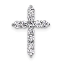 14K White Gold 0.50 Carat Lab Grown Diamond VS+ F+ Complete Cross Chain Slide Pendant view 1