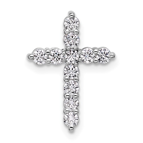 14K White Gold 0.50 Carat Lab Grown Diamond VS SI+ G+ Complete Cross Chain Slide Pendant