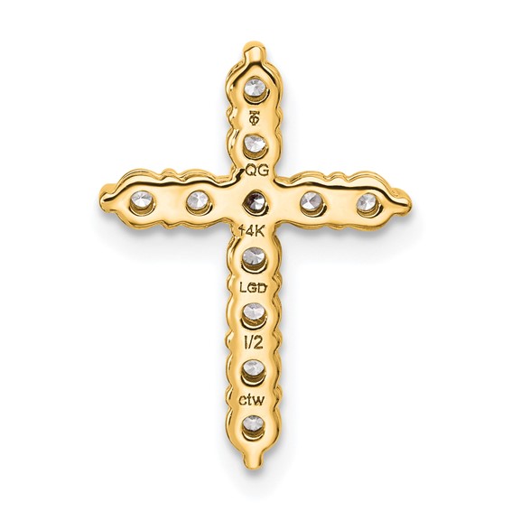 14K Certified Lab Grown Diamond VS DEF Cross Pendant