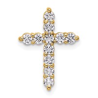 14K Yellow Gold 0.50 Carat Lab Grown Diamond VS SI+ G+ Complete Cross Chain Slide Pendant view 1