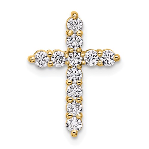 14K Yellow Gold 0.50 Carat Lab Grown Diamond VS SI+ G+ Complete Cross Chain Slide Pendant