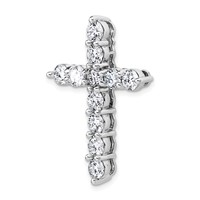 14K White Gold 4 Carat Lab Grown Diamond VS+ F+ Complete Cross Chain Slide Pendant view 4