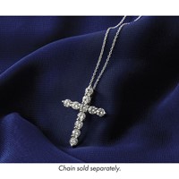 14K White Gold 1 Carat Lab Grown Diamond VS+ F+ Complete Cross Chain Slide Pendant view 2