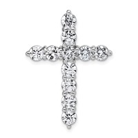 14K White Gold 4 Carat Lab Grown Diamond VS+ F+ Complete Cross Chain Slide Pendant view 1