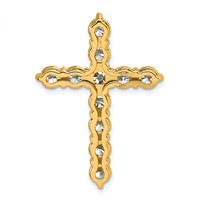 14K Yellow Gold 4 Carat Lab Grown Diamond VS+ F+ Complete Cross Chain Slide Pendant view 3