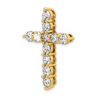 14K Yellow Gold 4 Carat Lab Grown Diamond VS+ F+ Complete Cross Chain Slide Pendant view 4