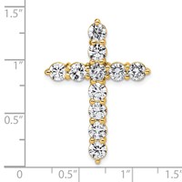 14K Yellow Gold 4 Carat Lab Grown Diamond VS+ F+ Complete Cross Chain Slide Pendant view 5