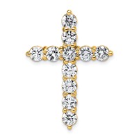 14K Yellow Gold 4 Carat Lab Grown Diamond VS+ F+ Complete Cross Chain Slide Pendant view 1