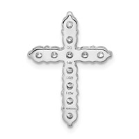 14K White Gold 1 Carat Lab Grown Diamond VS+ F+ Complete Cross Chain Slide Pendant view 4