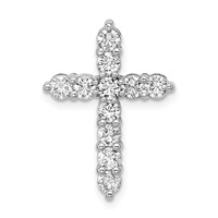 14K White Gold 1 Carat Lab Grown Diamond VS+ F+ Complete Cross Chain Slide Pendant view 1