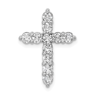 14K White Gold Certified Lab Grown Diamond VS DEF Cross Pendant