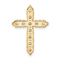 14K Yellow Gold 1 Carat Lab Grown Diamond VS+ F+ Complete Cross Chain Slide Pendant view 3