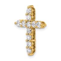 14K Yellow Gold 1 Carat Lab Grown Diamond VS+ F+ Complete Cross Chain Slide Pendant view 4