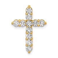 14K Yellow Gold 1 Carat Lab Grown Diamond VS+ F+ Complete Cross Chain Slide Pendant view 1