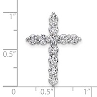 14K White Gold 1.50 Carat Lab Grown Diamond VS SI+ G+ Complete Cross Chain Slide Pendant view 4