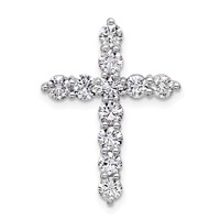 14K White Gold 1.50 Carat Lab Grown Diamond VS+ F+ Complete Cross Chain Slide Pendant view 1