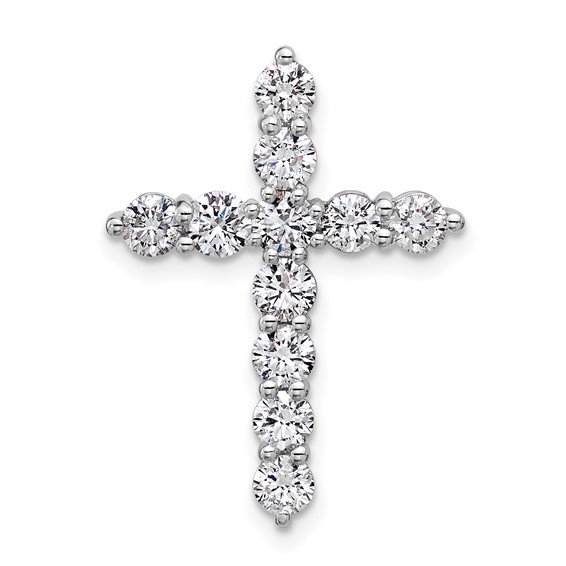 14K White Gold Certified Lab Grown Diamond VS/SI FGH Cross Pendant