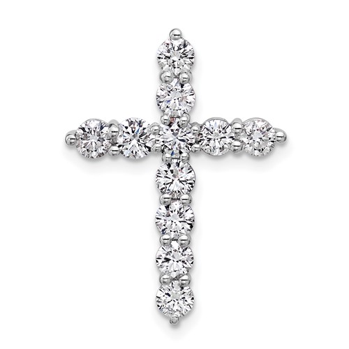 14K White Gold 1.50 Carat Lab Grown Diamond VS SI+ G+ Complete Cross Chain Slide Pendant