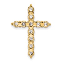 14K Yellow Gold 1.50 Carat Lab Grown Diamond VS SI+ G+ Complete Cross Chain Slide Pendant view 3