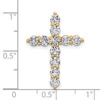 14K Yellow Gold 1.50 Carat Lab Grown Diamond VS SI+ G+ Complete Cross Chain Slide Pendant view 4