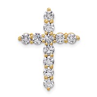 14K Yellow Gold 1.50 Carat Lab Grown Diamond VS SI+ G+ Complete Cross Chain Slide Pendant view 1