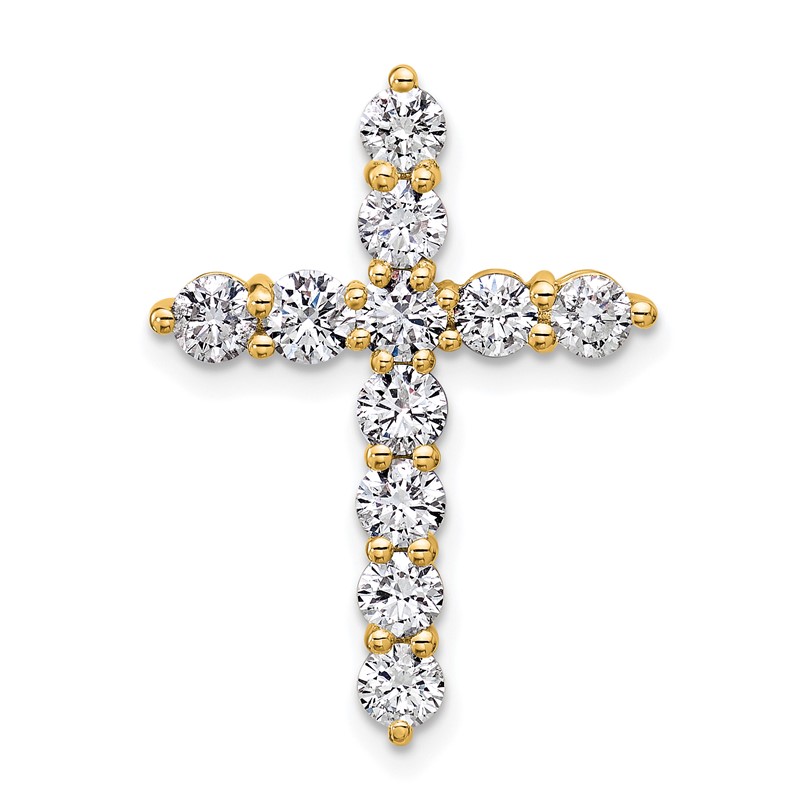 14k 1 1/2 carat Lab Grown Diamond VS/SI+ G+ Complete Cross Chain Slide Pendant