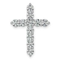 14K White Gold 2 Carat Lab Grown Diamond VS+ F+ Complete Cross Chain Slide Pendant view 1