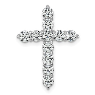 14K White Gold Certified Lab Grown Diamond 2ctw VS DEF Cross Pendant