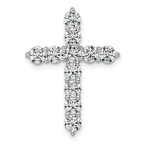 14K White Gold 2 Carat Lab Grown Diamond VS SI+ G+ Complete Cross Chain Slide Pendant