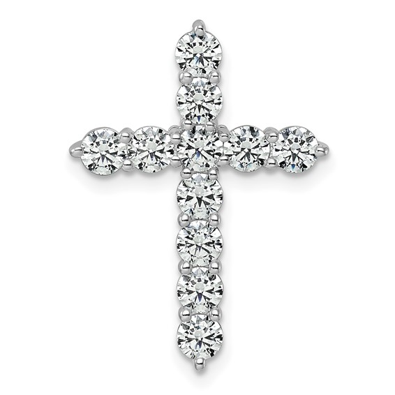 14K White Gold Certified Lab Grown Diamond 2ctw VS DEF Cross Pendant
