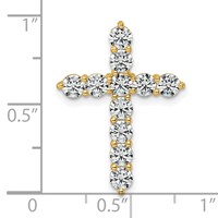 14K Yellow Gold 2 Carat Lab Grown Diamond VS SI+ G+ Complete Cross Chain Slide Pendant view 4