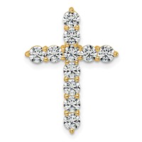 14K Yellow Gold 2 Carat Lab Grown Diamond VS SI+ G+ Complete Cross Chain Slide Pendant view 1