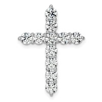 14K White Gold 3 Carat Lab Grown Diamond VS+ F+ Complete Cross Chain Slide Pendant view 1