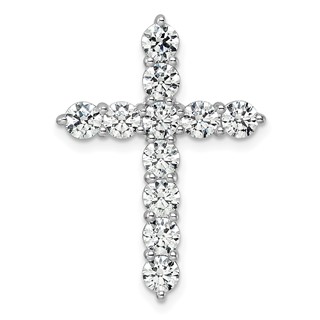 14K White Certified Gold Lab Grown Diamond 3ctw VS DEF Cross Pendant