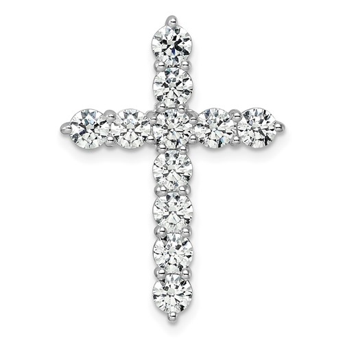 14K White Gold 3 Carat Lab Grown Diamond VS SI+ G+ Complete Cross Chain Slide Pendant