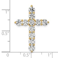 14K Yellow Gold 3 Carat Lab Grown Diamond VS SI+ G+ Complete Cross Chain Slide Pendant view 4