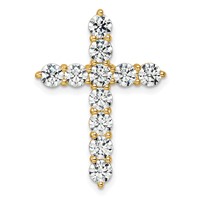 14K Yellow Gold 3 Carat Lab Grown Diamond VS+ F+ Complete Cross Chain Slide Pendant view 1