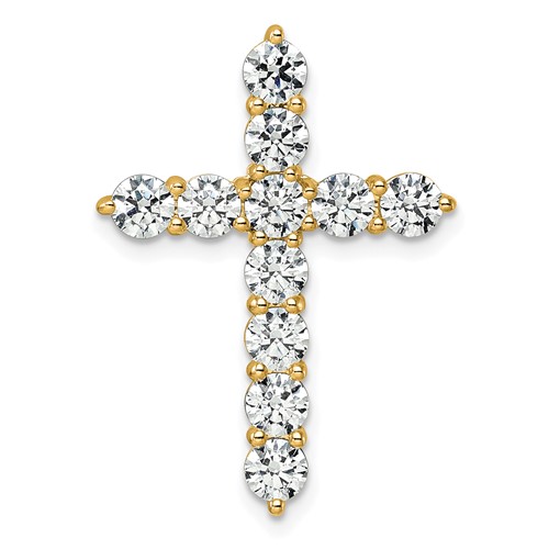 14K Yellow Gold 3 Carat Lab Grown Diamond VS SI+ G+ Complete Cross Chain Slide Pendant