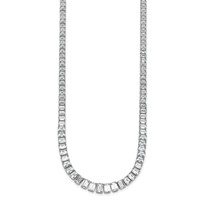 14K White Gold 29.17 Carat Lab Grown Diamond VS SI+ G+ Complete Emerald Graduated Tennis Necklace, 17" view 2