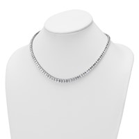 14K White Gold 29.17 Carat Lab Grown Diamond VS SI+ G+ Complete Emerald Graduated Tennis Necklace, 17" view 3