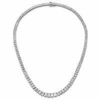 14K White Gold 29.17 Carat Lab Grown Diamond VS SI+ G+ Complete Emerald Graduated Tennis Necklace, 17" view 4