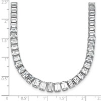 14K White Gold 29.17 Carat Lab Grown Diamond VS SI+ G+ Complete Emerald Graduated Tennis Necklace, 17" view 5