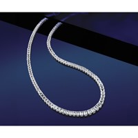 14K White Gold 29.17 Carat Lab Grown Diamond VS+ F+ Complete Emerald Graduated Tennis Necklace, 17" view 5