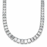 14K White Gold 29.17 Carat Certified Lab Grown Diamond VS SI+ G+ Complete Emerald Graduated Tennis Necklace, 17" view 1