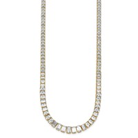 14K Yellow Gold 29.17 Carat Lab Grown Diamond VS SI+ G+ Complete Emerald Graduated Tennis Necklace, 17" view 2