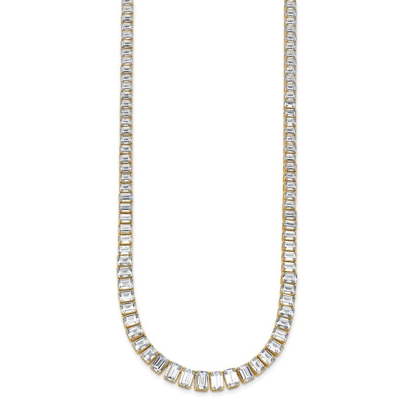 14k 29 1/6 carat Lab Grown Diamond VS/SI+ G+ Complete 17 inch Emerald Graduated Tennis Necklace