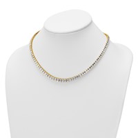 14K Yellow Gold 29.17 Carat Lab Grown Diamond VS+ F+ Complete Emerald Graduated Tennis Necklace, 17" view 3